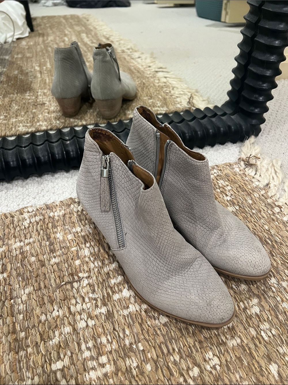 Franco Sarto Women’s Grey Suede Zip Ankle Boots